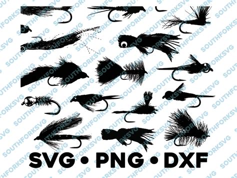 Fly Fishing Pattern Lure Svg Png Dxf Bundle Dry Nymph Streamer Etsy