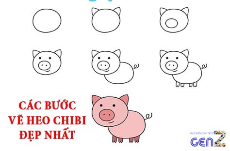 thử thách sáng tạo cách vẽ con lợn cute đơn giản chỉ với vài bước đơn giản