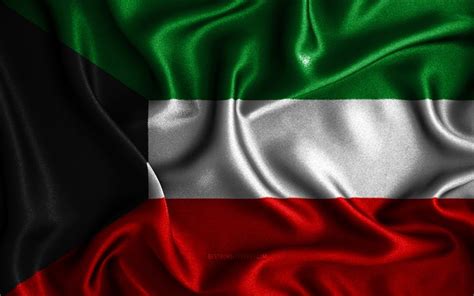 Скачать обои Kuwaiti Flag 4k Silk Wavy Flags Asian Countries