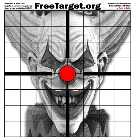 Evil Clown Red Dot 1 Inch Grid Target With Images Shooting Targets