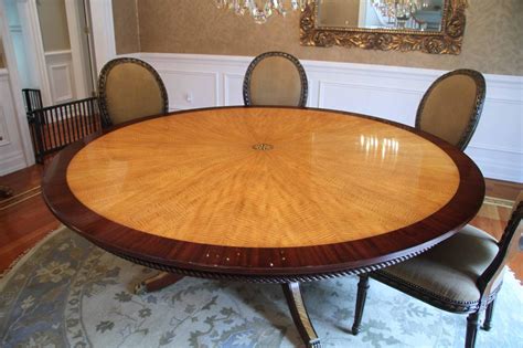 Custom American Made 7ft Round Satinwood And Mahogany Dining Table