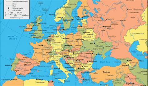 Map Of Europe And Middle East Countries Europe Map And Satellite Image