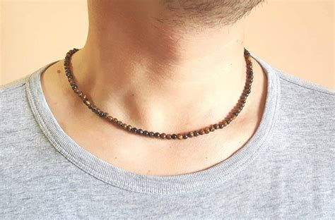 MENS NECKLACE Tiger Eye Necklace For Men Mens Jewelry Mens Etsy Men