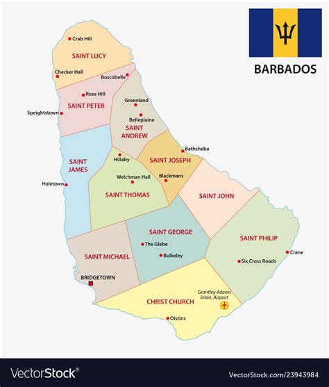 Barbados Administrative And Political Map With Fla