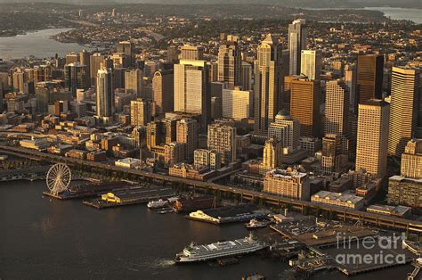 Aerial View Of Seattle Skyline Along Waterfront Photograph By Jim
