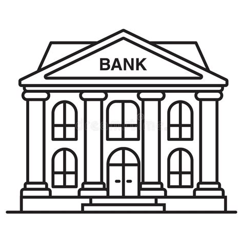 Bank Icon Building With Columns Outline Vector Illustration Stock