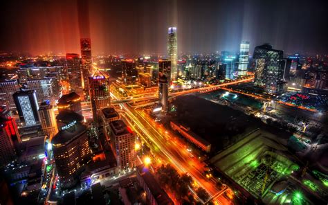 Beijing China Stadt Nacht Wolkenkratzer 2560x1600 Hd