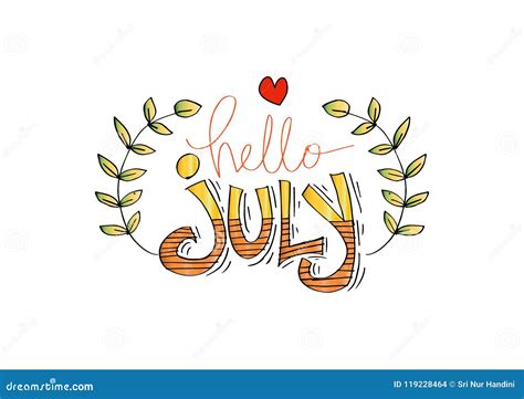 Hello July Greeting Card Stock Illustration Illustration Of Greeting