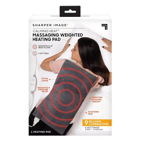 Sharper Image Calming Heat Weighted Massaging Heating Pad Targeted Pressure And Deep Penetrating