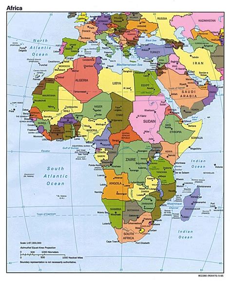 Mapa Político De África Con Las Principales Ciudades Y Capitales 1995