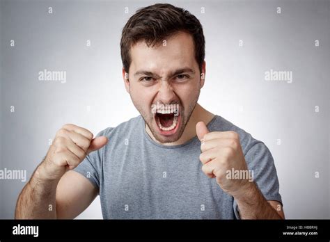 Young Man Shouting Stock Photo Alamy