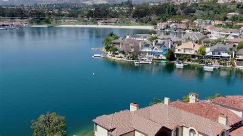 Aerial View Of Lake Mission Viejo With Private Residential And