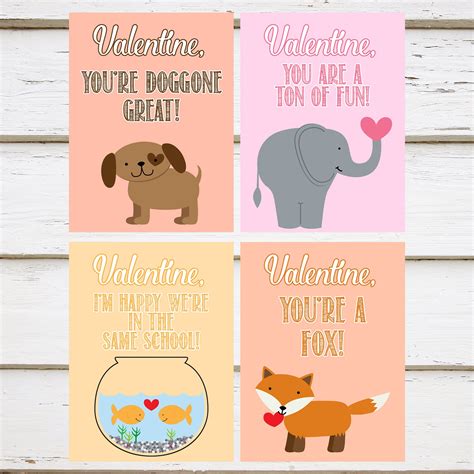 Printable Kids Animal Valentines Cards Animal Valentines Etsy