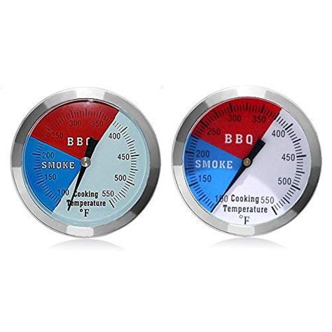 Bbq Thermometer Gauge 2 Pcs Charcoal Grill Pit Smoker Temp Gauge