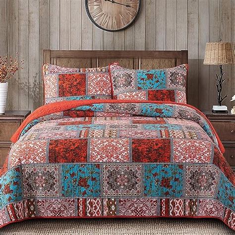 newlake cotton bedspread quilt sets reversible patchwork coverlet set mediterranean