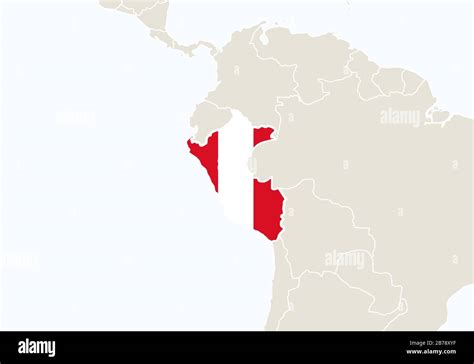 América Del Sur Con El Mapa Resaltado De Perú Ilustración Vectorial