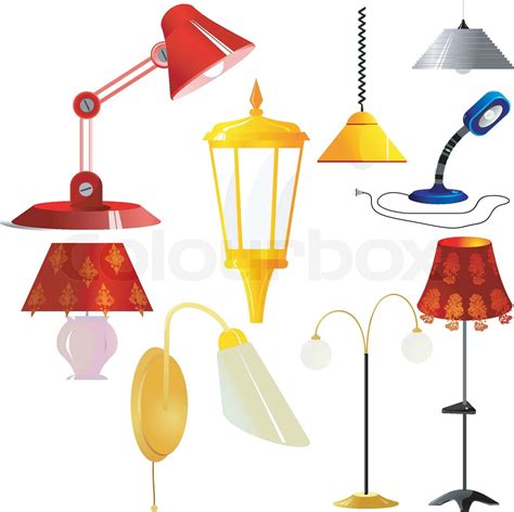 Collection Of Vector Illustrations Of Lamps Stock Vector Colourbox