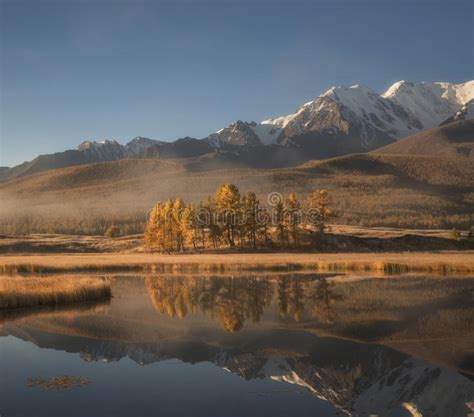 Beautiful Mountain Landscape In The Foggy Autumn Morning