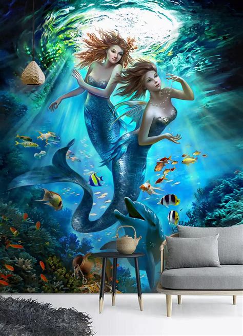 3d Underwater Mermaid Wc836 Wall Murals Aj Wallpaper