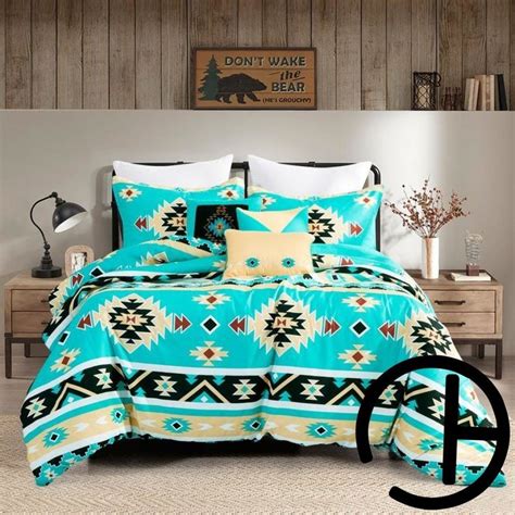 Teal Aztec Bedding Set In 2021 Comforter Sets Western Bedroom Decor