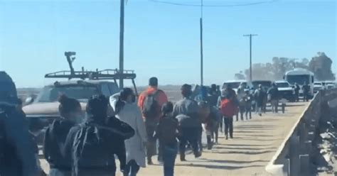watch parade of migrants stream across border into arizona