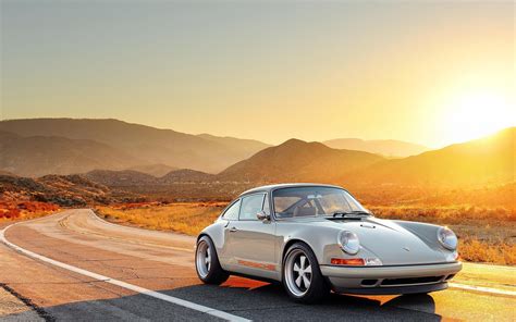 Wallpaper Porsche 911 Side View Sunset Road Hd Widescreen High