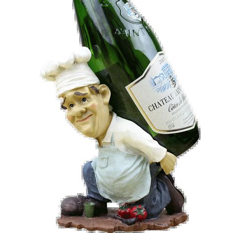 Roogo Resin Chef Wine Holder Cook Crafts Statue Bottle Holder Bar