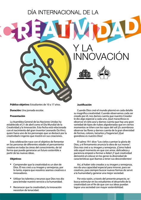 Proyecto Pedagógico Día Internacional De La Creatividad Y La