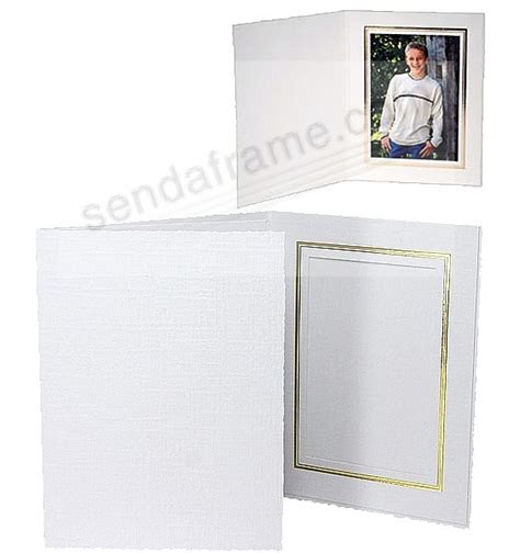 White Cardboard Paper Portrait Photo Mount Folder 4x5 Frame Wgold Foil