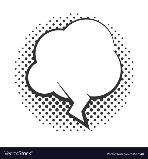 Pop Art Speech Bubble Halftone Style Cloud Linear Vector Image