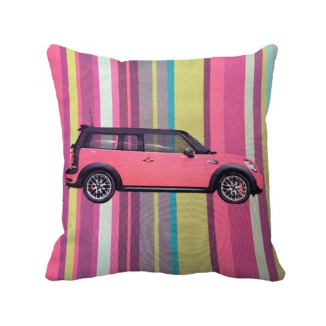 Pink Car Printed Vintage Custom Cushion Cover Euro Colorful Stripe Throw Pillow Case For Sofa