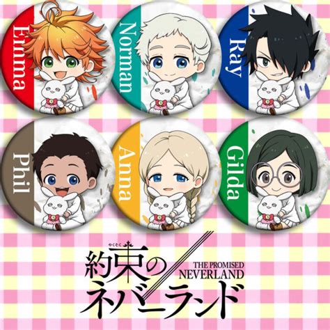 6pcs Anime The Promised Neverland Cosplay Party Pin Button Brooch