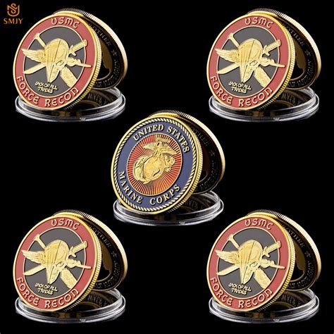 5pcs Usa Challenge Coin Navy Marine Corps Usmc Force Recon Military