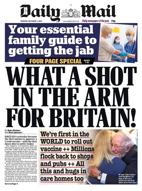 Daily Mail Front Page 3rd Of December 2020 Tomorrows Papers Today