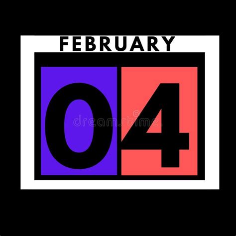 February 4 Colored Flat Daily Calendar Icon Date Day Month Stock