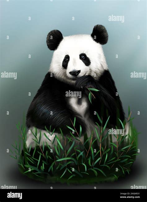 Realistische Digitale Malerei Des Pandas Ailuropoda Melanoleuca