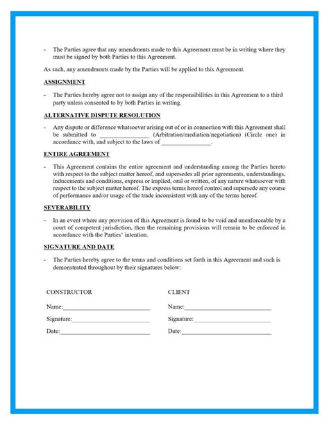 Free Construction Contracts Template