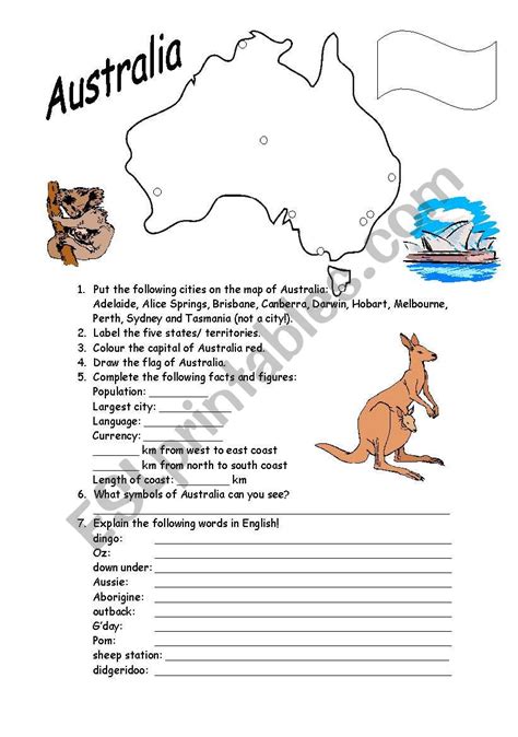 Australia Interactive Worksheet Australia Map Worksheet Printable