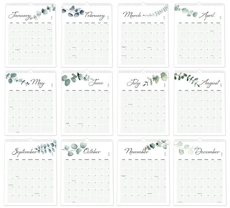 Buy Aesthetic Vertical Greenery Wall Calendar Runs From January 2022
