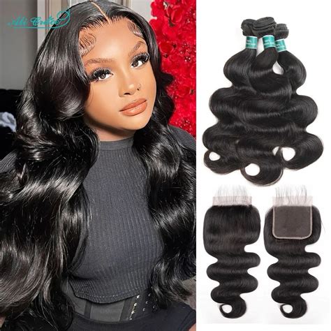 Malaysian Body Wave 3 Bundles With Closure 100 Remy Human Hair Body