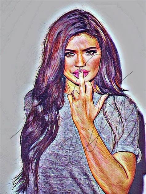 Kylie Jenner Sketch Drawing Print Wall Art Portrait Drawing Prints