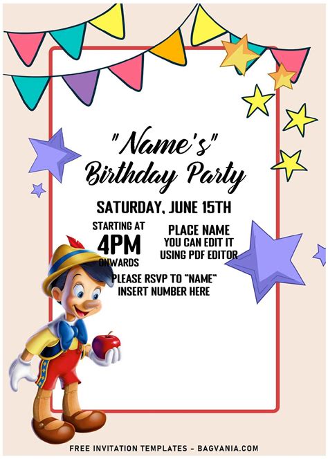 A Birthday Party Flyer With A Cartoon Character