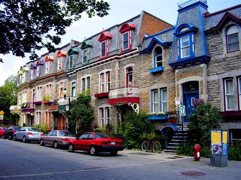 Colourful Houses In The Plateau Mont Royal Neighborhood Of Montréal