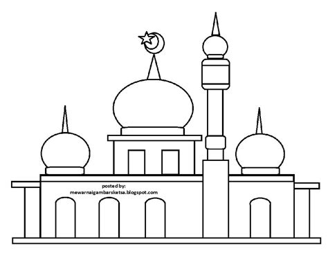 Gambar pemandangan masjid kartun berwarna. Gambar Mewarnai Masjid - Kreasi Warna