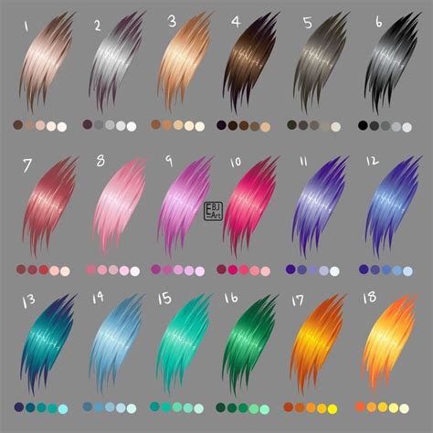 Hair Color Swatches By Ebj Art On Deviantart Palette Art Anime Art