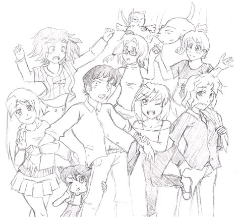 Dynamic Anime Group Pose By Fecius On Deviantart