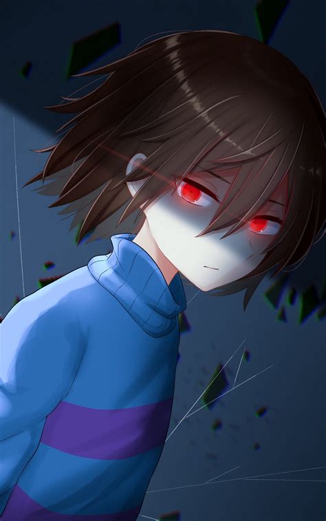 Download 1600x2560 Frisk Undertale Red Eyes Short Hair Anime Style