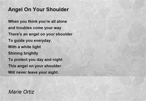 Angel On Your Shoulder Angel On Your Shoulder Poem By Marie Ortiz