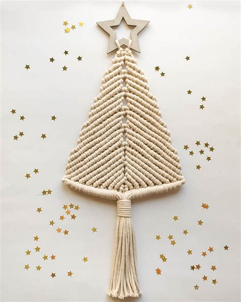 Macrame Christmas Tree Wall Hanging With Wooden Star Large Etsy