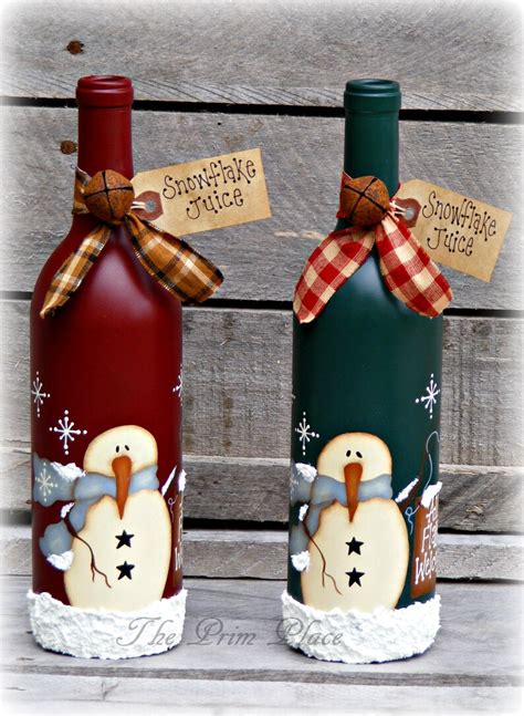 Primitive Snowman Wine Bottle Snowman Decor Christmas Etsy Canada